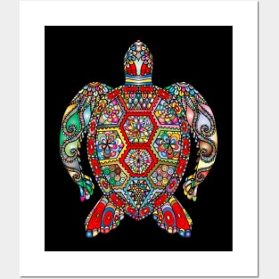 Colorful Turtle Design Lover, Mandala Lover , Mandala Design , Mandala Artwork Posters and Art